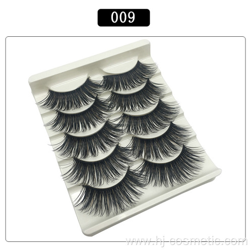 5 Pair 3d Faux Mink Eyelashes Private Label Eyelashes Package Box Natural Thick Fake Eyelashes